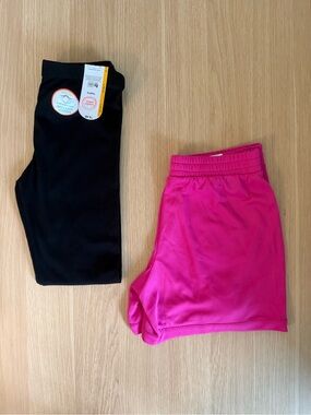 Size 10-12 Wonder Nation black leggings and size 10-12 Athletic pink shorts